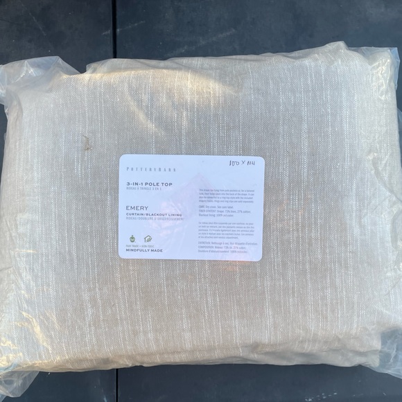 PB Custom Emery Linen Blackout Curtain - Oatmeal 100x114 - Picture 3 of 6